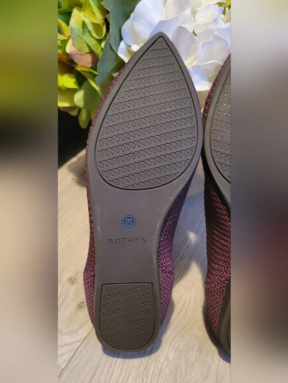 Rothy's The Point Berry Lattice Stitch Flats + Hot Pink Insole, US 8.5 EU 39